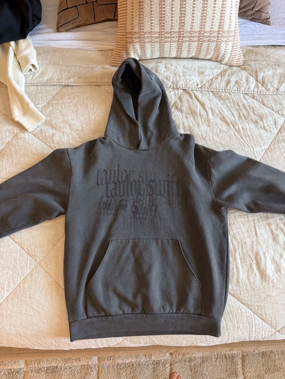Taylor Swift Charcoal Gray Hooded Graphic Sweater
